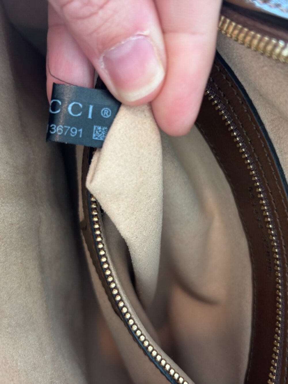 Gucci GG Supreme Monogram Small Horsebit 1955 Shoulder Bag Beige Brown Sugar - Picture 14 of 16